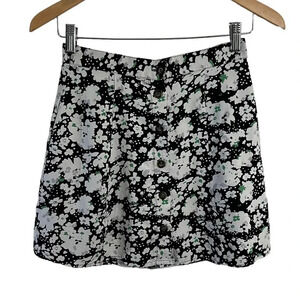 ASOS Floral Spotted Polka Dot Skirt Size 2 Lightweight Thin Button Front Short